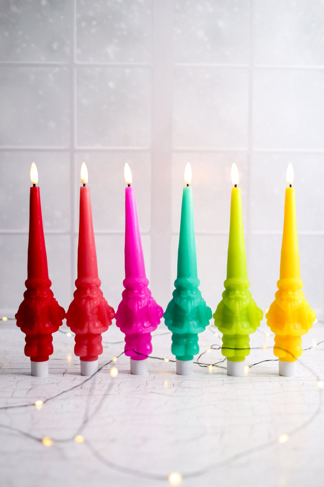 Light Up Santa Tapered Flameless Candle (6 Colors) - Whiskey Skies - ONE HUNDRED 80 DEGREES