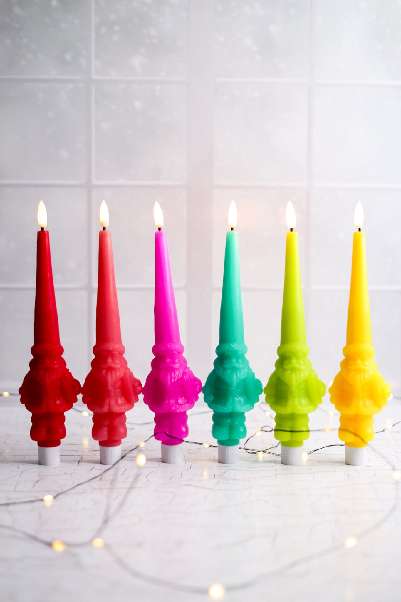 Light Up Santa Tapered Flameless Candle (6 Colors) - Whiskey Skies - ONE HUNDRED 80 DEGREES