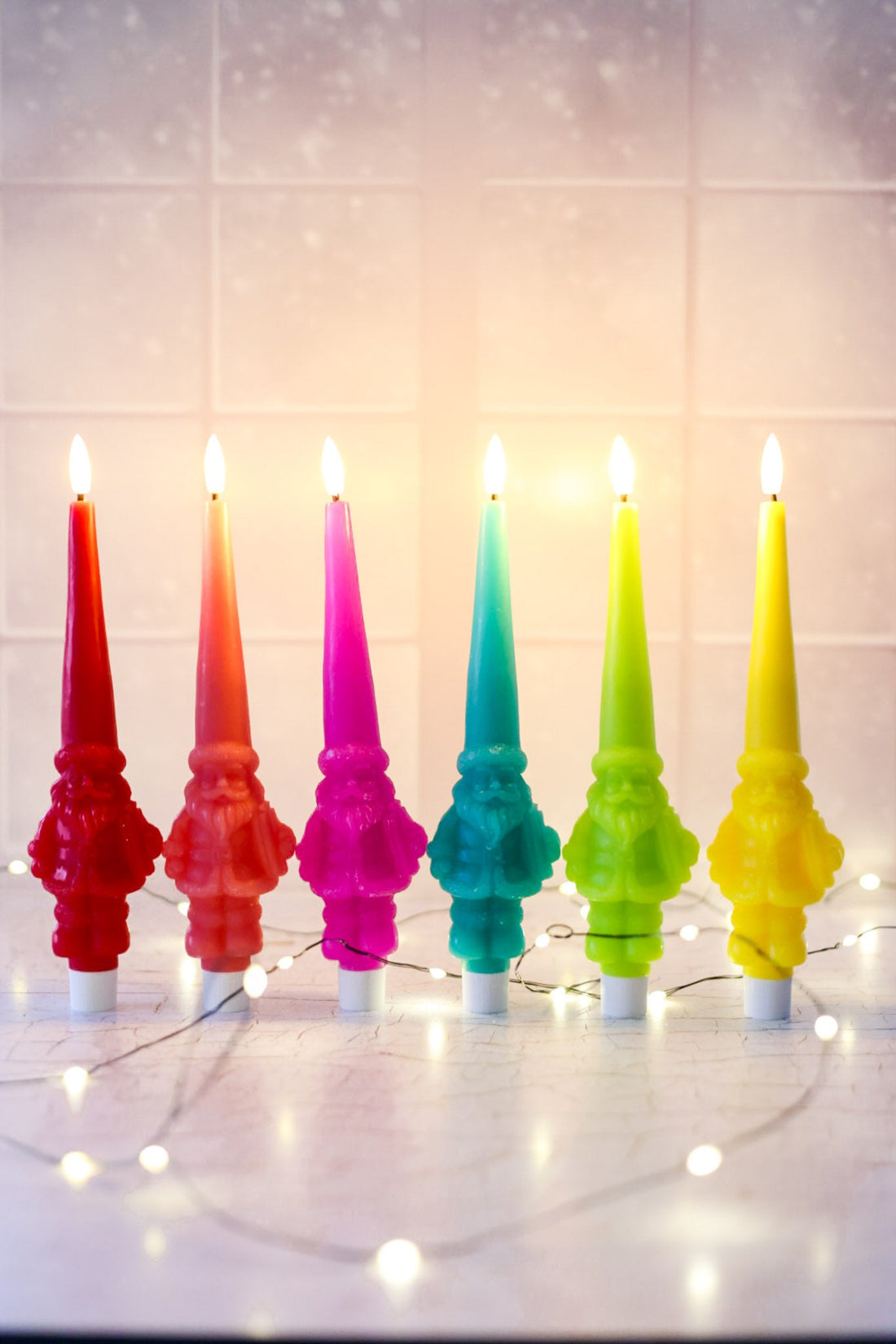 Light Up Santa Tapered Flameless Candle (6 Colors) - Whiskey Skies - ONE HUNDRED 80 DEGREES