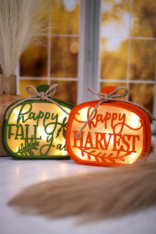 Light Up Tabletop Pumpkins (2 Styles) - Whiskey Skies - HANNA'S HANDIWORKS