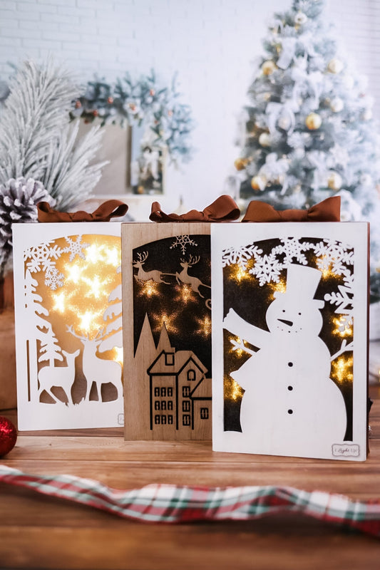 Light - Up Wooden Holiday Cutout Scenes - Whiskey Skies - YOUNG'S INC