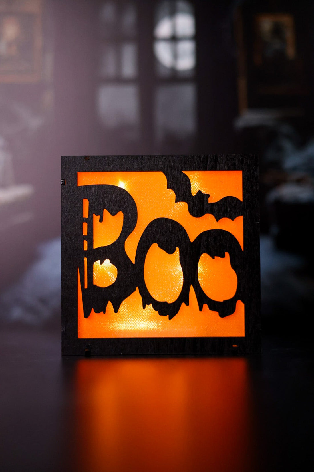 Lighted Boo Block Table Top Sitter - Whiskey Skies - WT COLLECTION