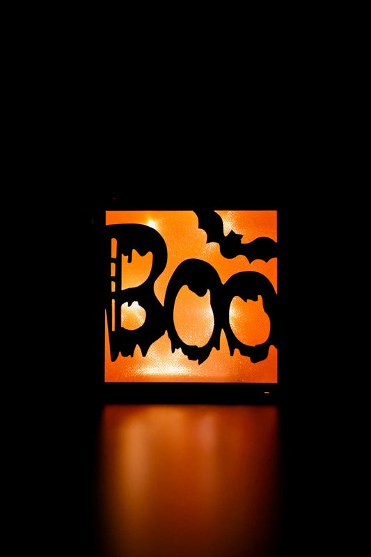 Lighted Boo Block Table Top Sitter - Whiskey Skies - WT COLLECTION