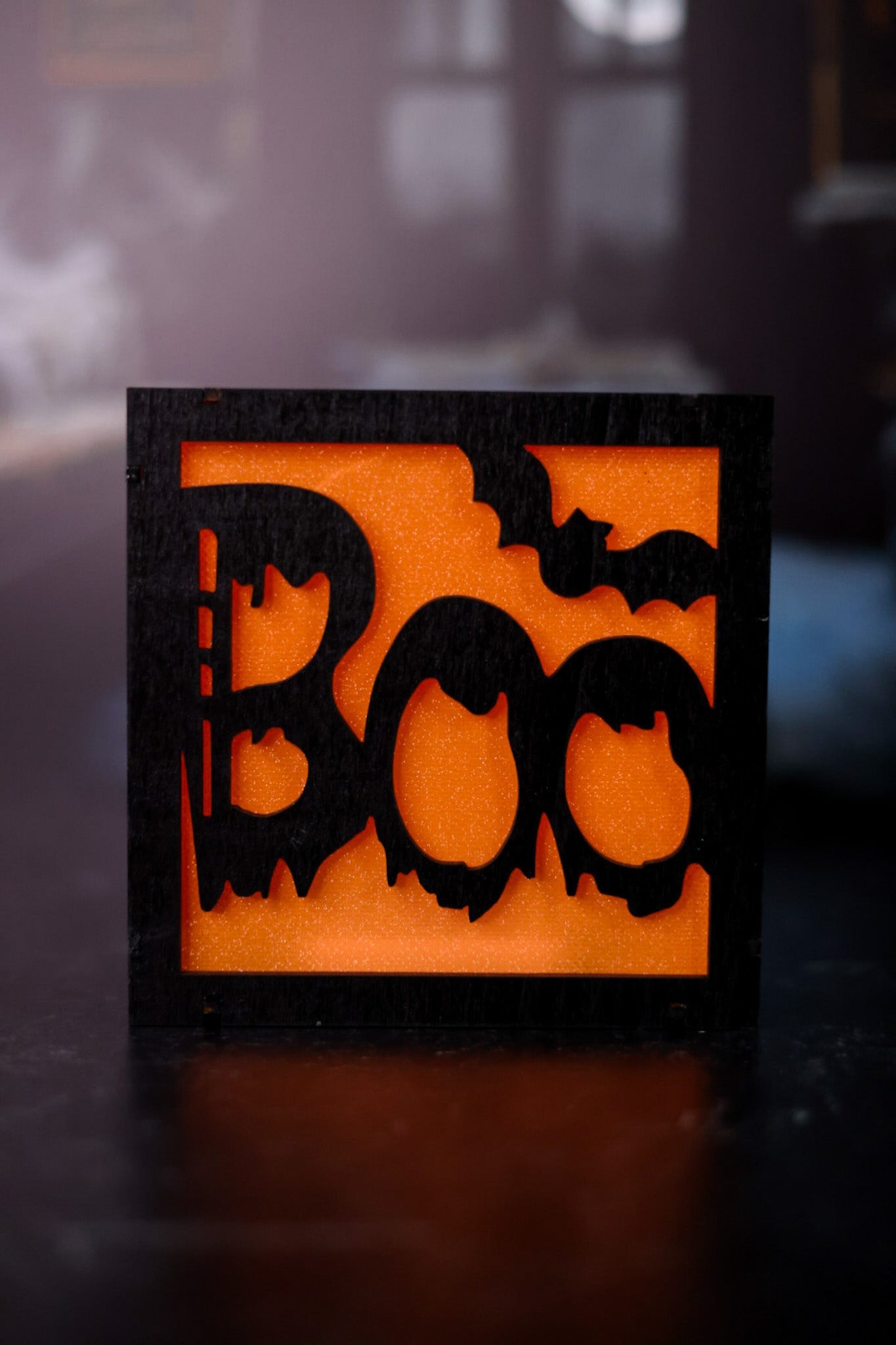 Lighted Boo Block Table Top Sitter - Whiskey Skies - WT COLLECTION