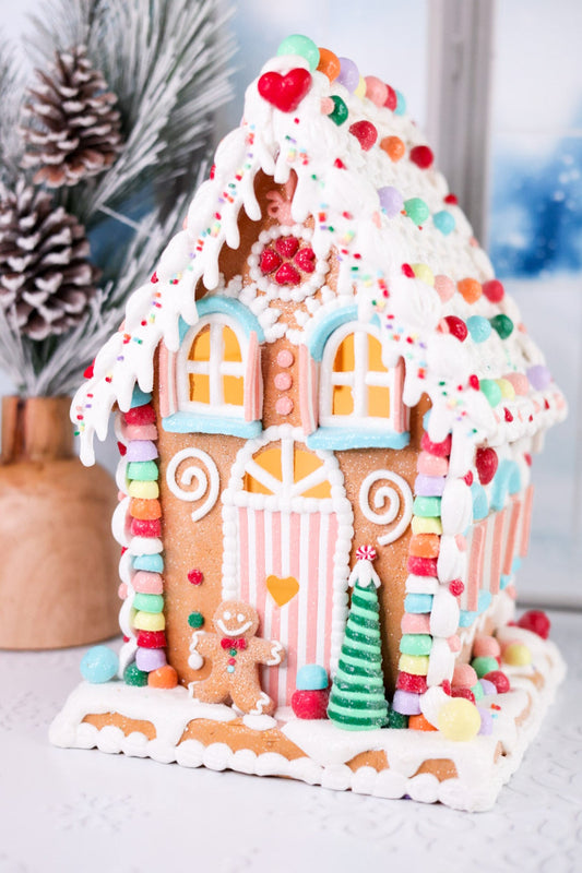Lighted Christmas Gingerbread House Decoration - Whiskey Skies - RAZ IMPORTS