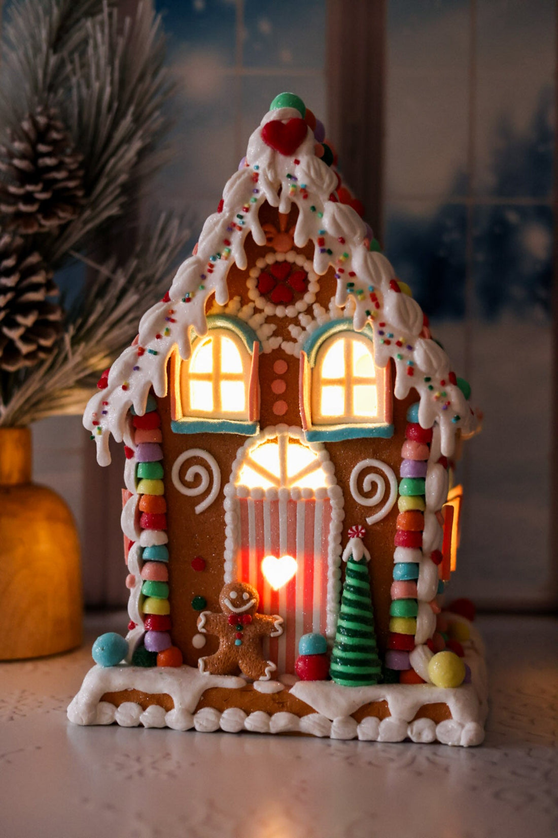 Lighted Christmas Gingerbread House Decoration - Whiskey Skies - RAZ IMPORTS