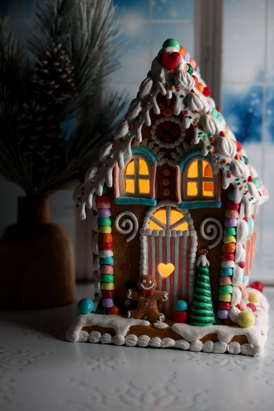 Lighted Christmas Gingerbread House Decoration - Whiskey Skies - RAZ IMPORTS