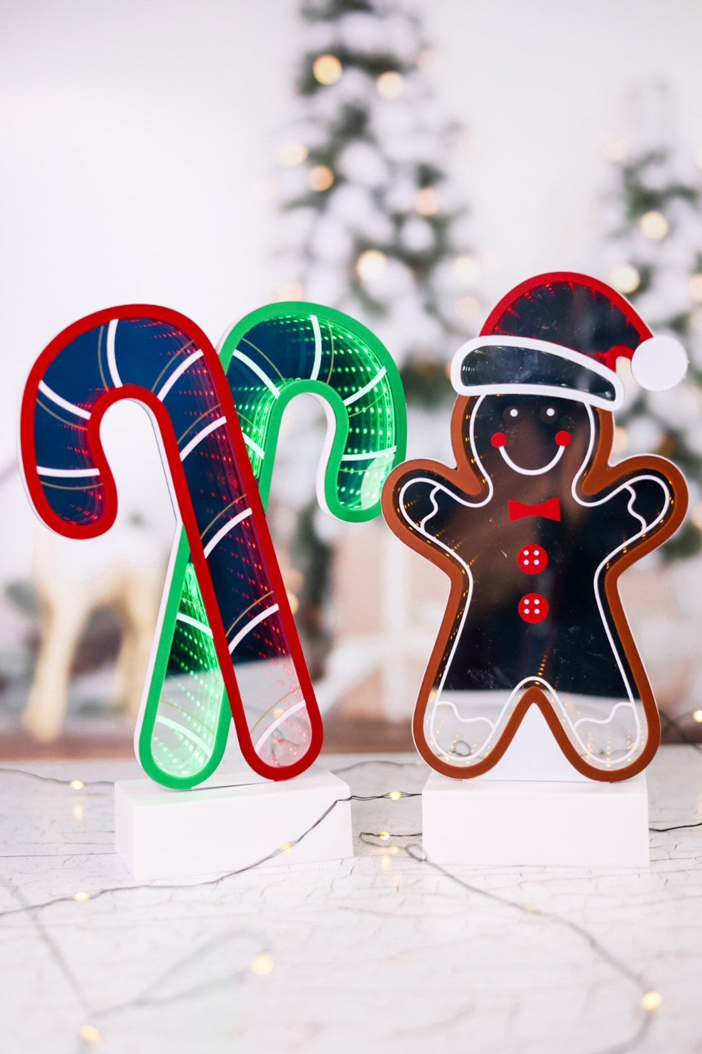 Lighted Christmas Infinity Decorative Table Top Sitters (2 Styles) - Whiskey Skies - GERSON COMPANIES