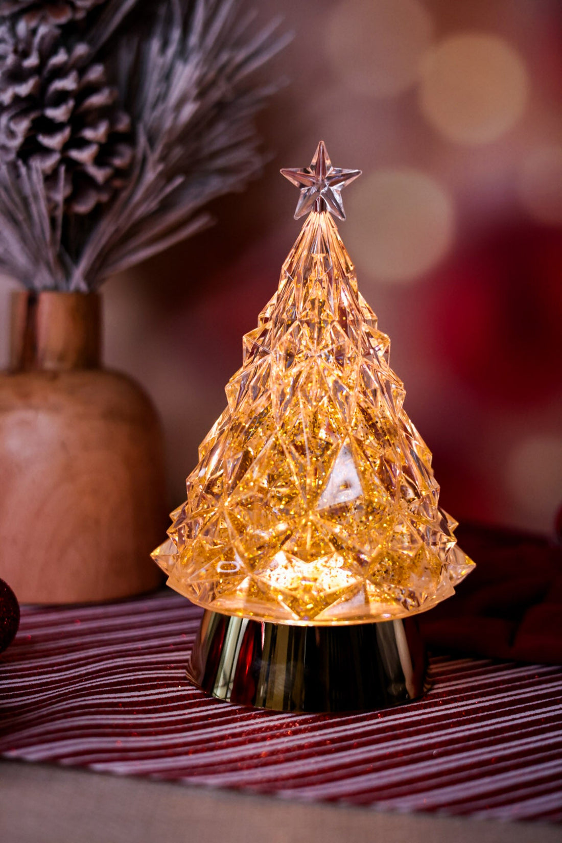 Lighted Christmas Tree W/ Gold Swirling Glitter - Whiskey Skies - RAZ IMPORTS