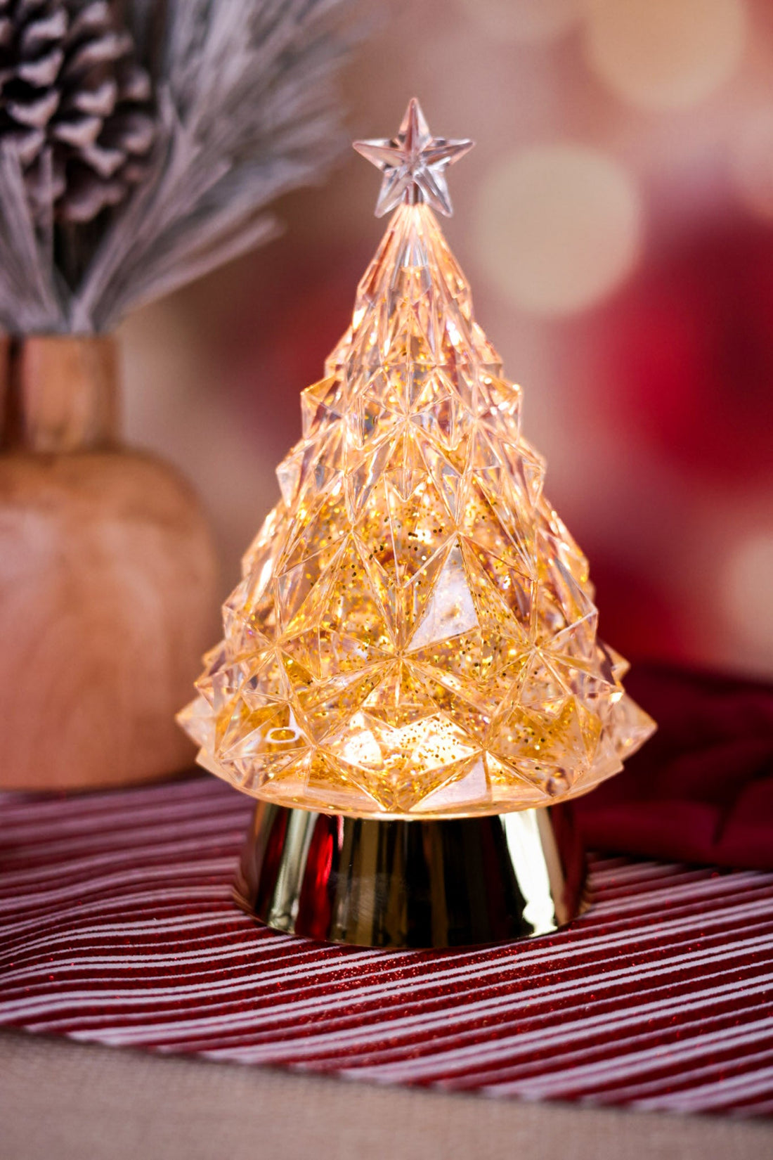 Lighted Christmas Tree W/ Gold Swirling Glitter - Whiskey Skies - RAZ IMPORTS