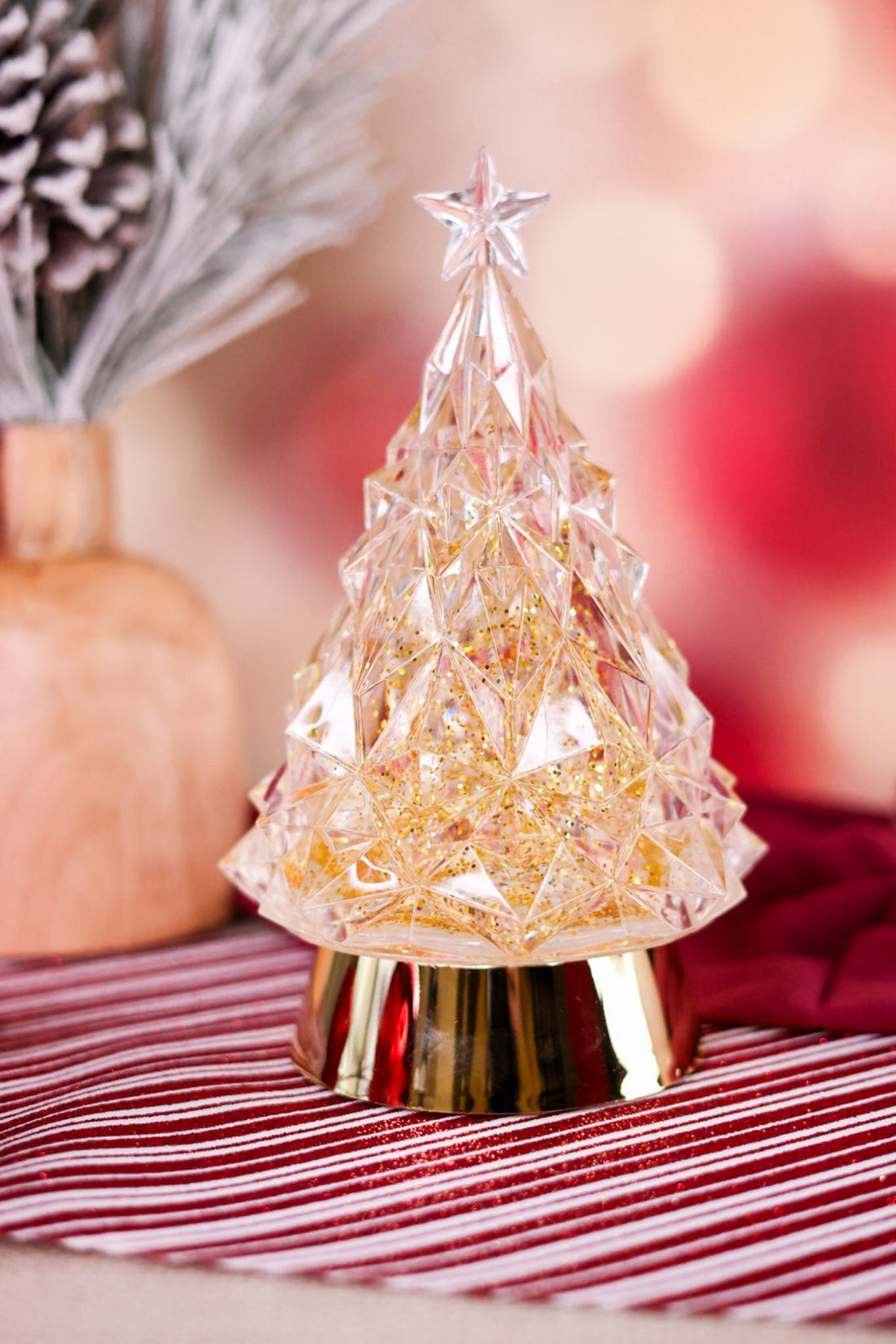 Lighted Christmas Tree W/ Gold Swirling Glitter - Whiskey Skies - RAZ IMPORTS