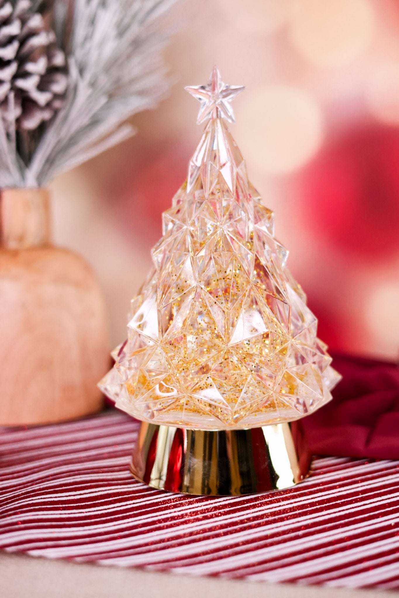 Lighted Christmas Tree W/ Gold Swirling Glitter - Whiskey Skies - RAZ IMPORTS