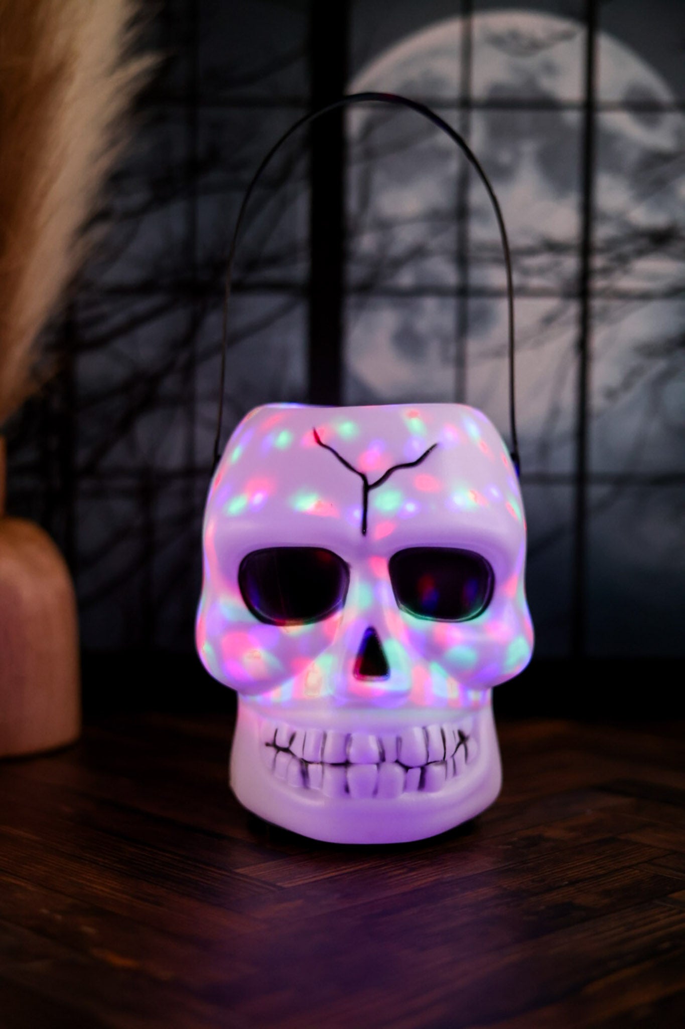 Lighted Halloween Skull Trick Or Treat Bucket W/ Sound - Whiskey Skies - GERSON COMPANIES