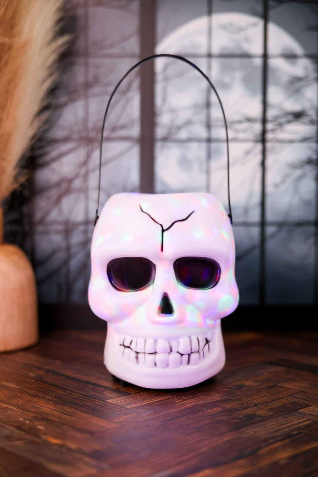 Lighted Halloween Skull Trick Or Treat Bucket W/ Sound - Whiskey Skies - GERSON COMPANIES