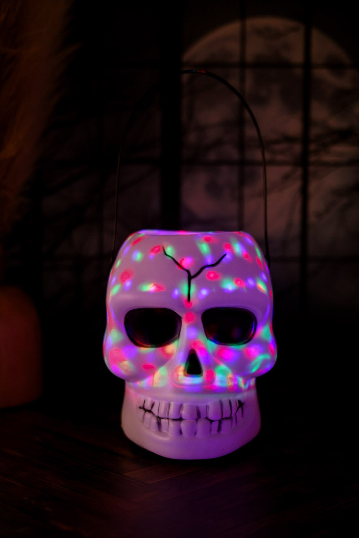 Lighted Halloween Skull Trick Or Treat Bucket W/ Sound - Whiskey Skies - GERSON COMPANIES