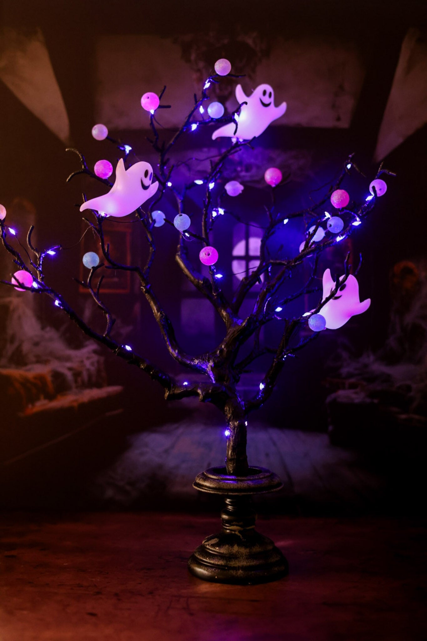 Lighted Halloween Tree With Ghost - Whiskey Skies - GERSON COMPANIES