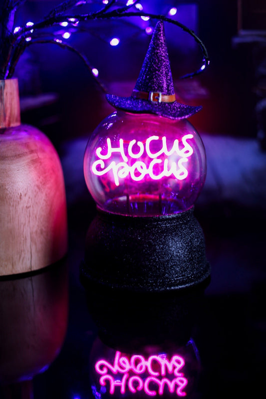 Lighted Neon Hocus Pocus Halloween Globe - Whiskey Skies - RAZ IMPORTS