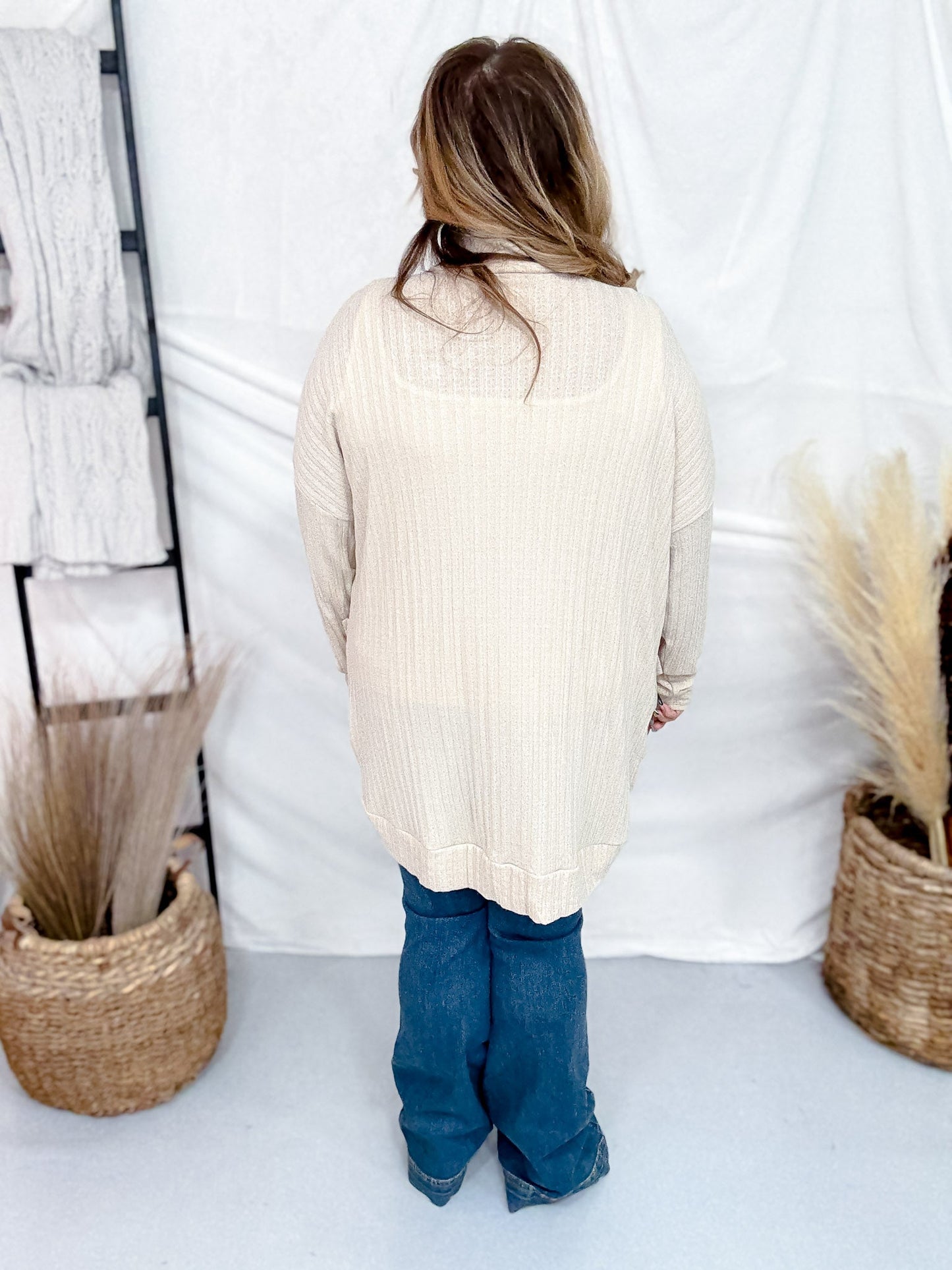 Lightweight Knit Cardigan In Oatmeal - Whiskey Skies - ANDREE BY UNIT