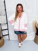 Lightweight Sweater Cardigan With A Pink And White Checkered Pattern FINAL SALE - Whiskey Skies - ODDI