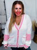 Lightweight Sweater Cardigan With A Pink And White Checkered Pattern - Whiskey Skies - ODDI