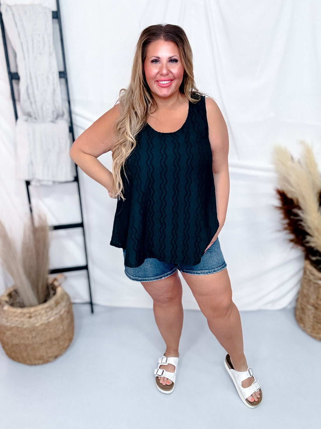 Lightweight Textured Tank Top Blouse (7 Colors) - Whiskey Skies - ANDREE BY UNIT