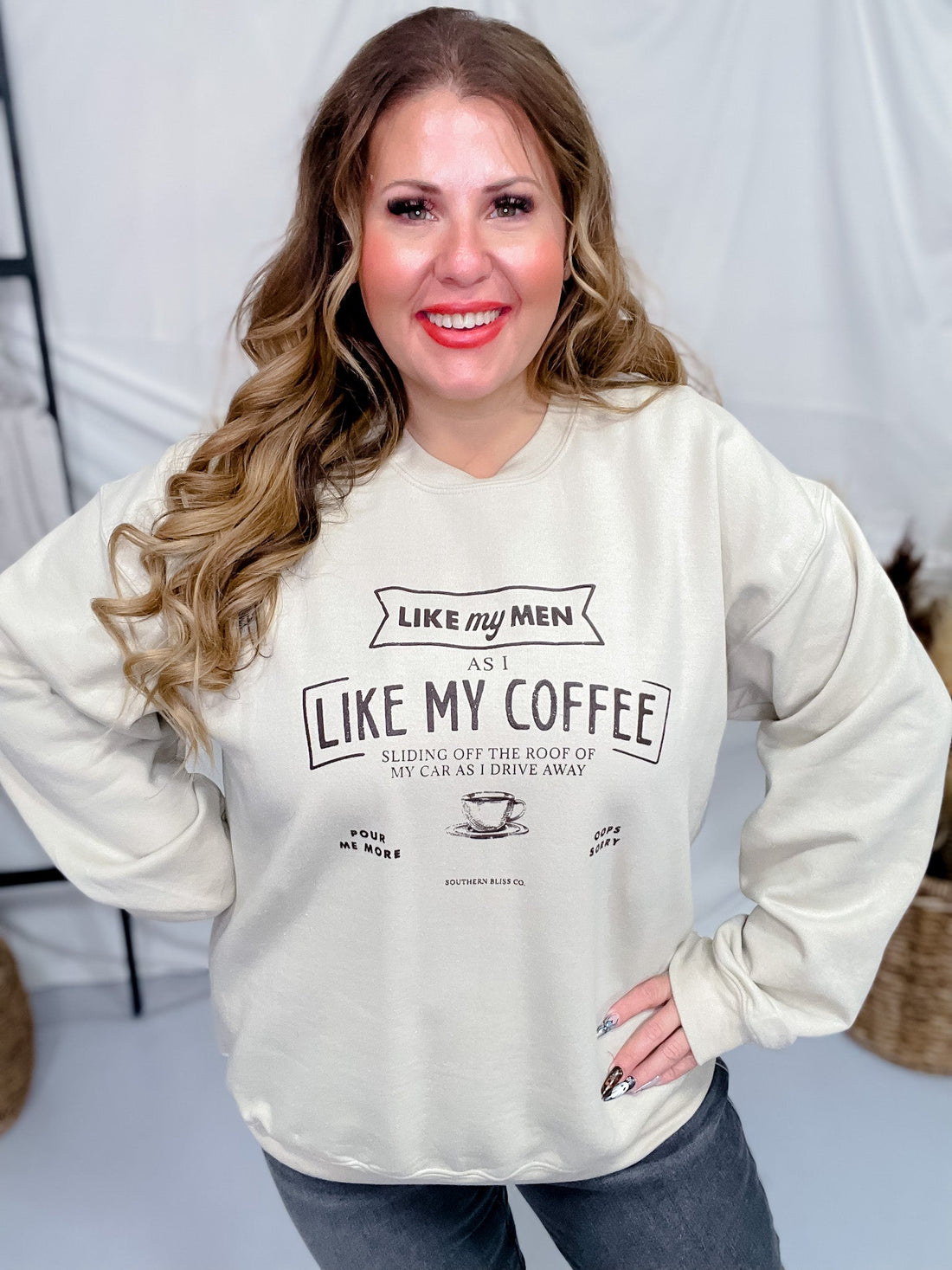 Like My Men Like My Coffee Sweatshirt - Whiskey Skies - SOUTHERN BLISS COMPANY