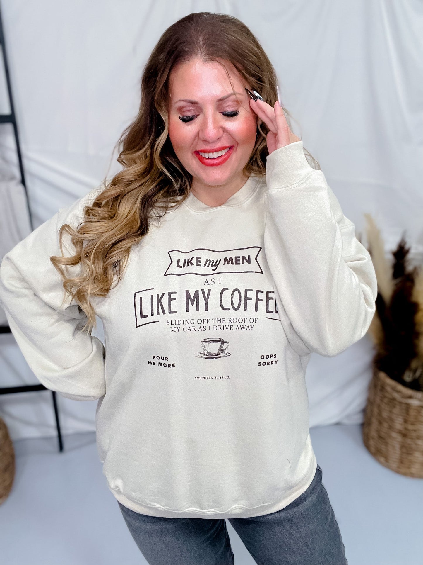 Like My Men Like My Coffee Sweatshirt - Whiskey Skies - SOUTHERN BLISS COMPANY