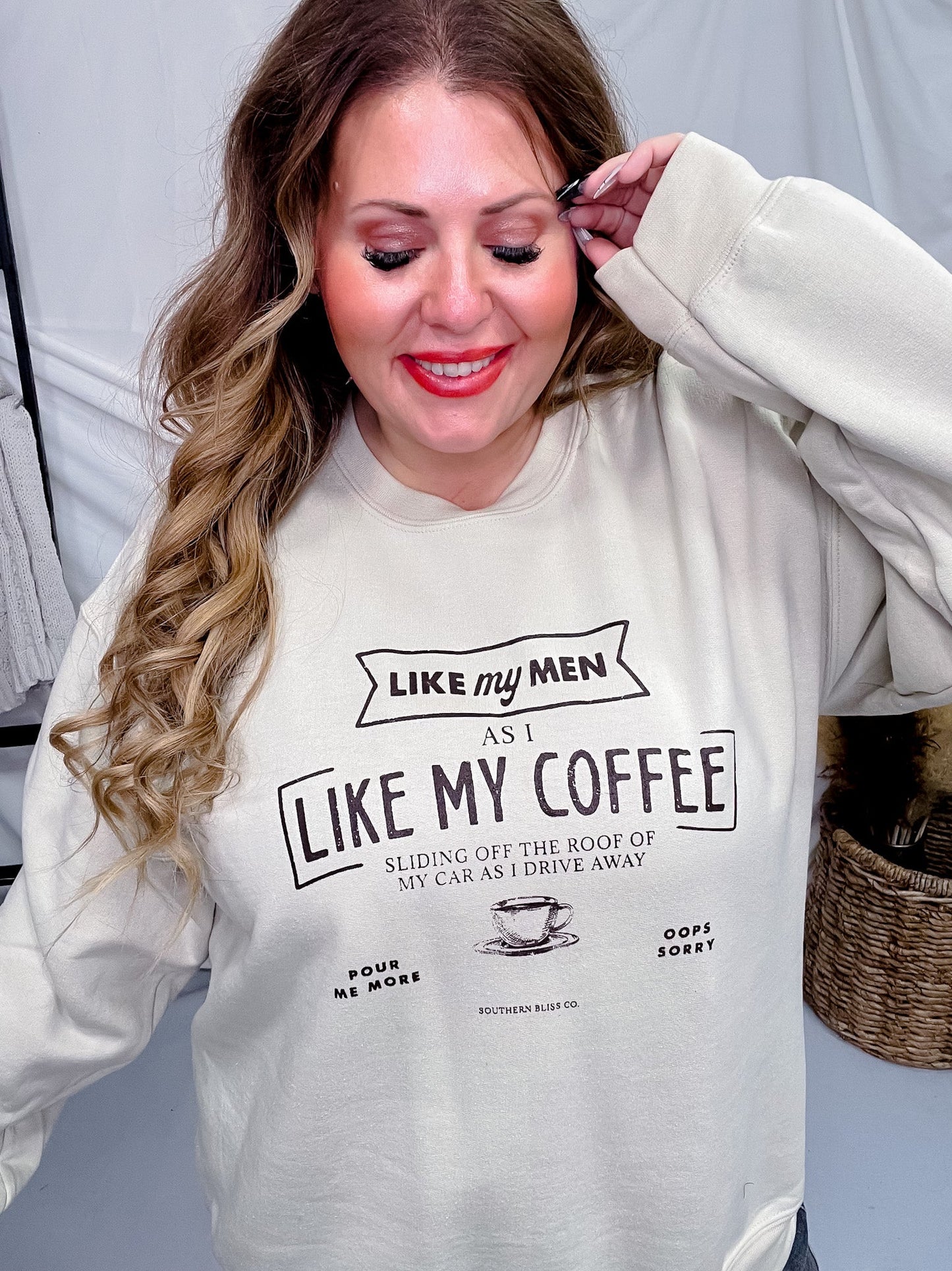 Like My Men Like My Coffee Sweatshirt - Whiskey Skies - SOUTHERN BLISS COMPANY