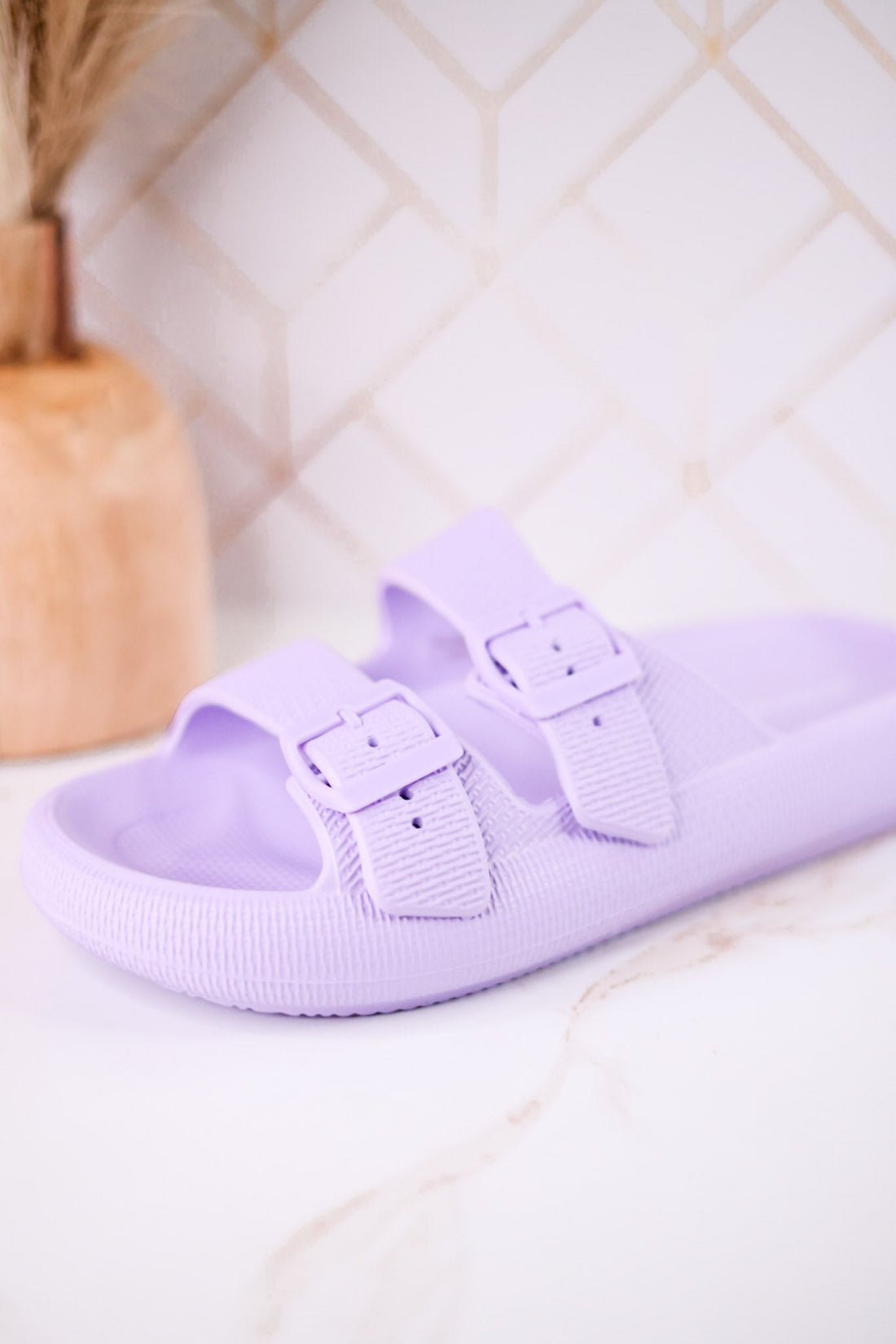 Lilac Cushioned Waterproof Slides - Whiskey Skies - SPRING FOOTWEAR
