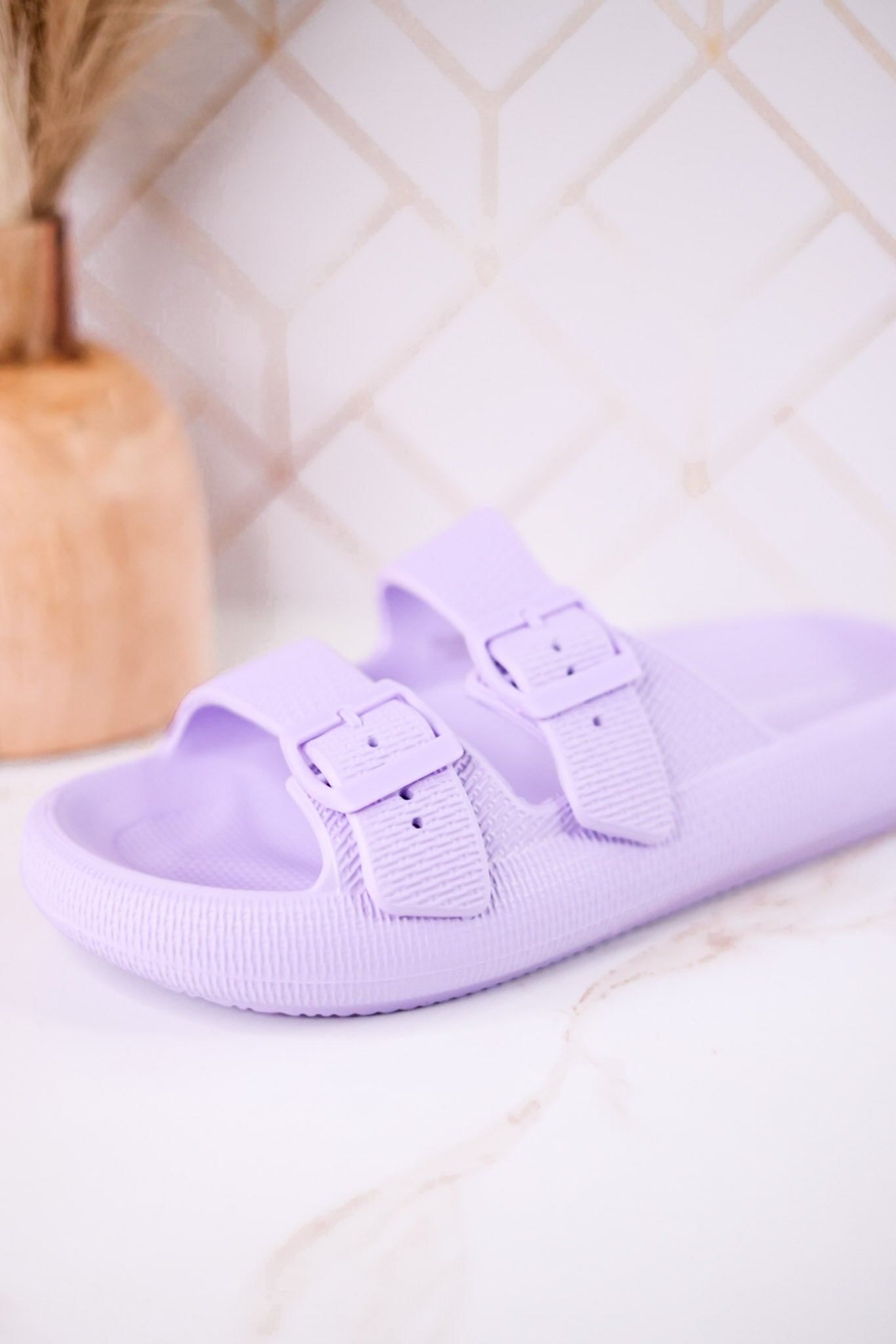 Lilac Cushioned Waterproof Slides - Whiskey Skies - SPRING FOOTWEAR