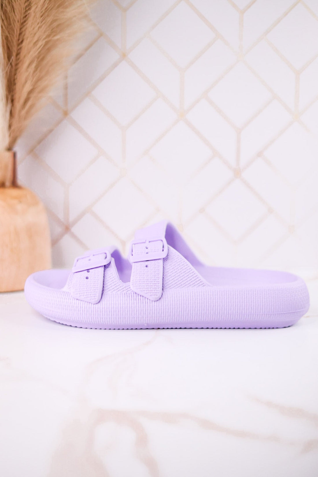 Lilac Cushioned Waterproof Slides - Whiskey Skies - SPRING FOOTWEAR