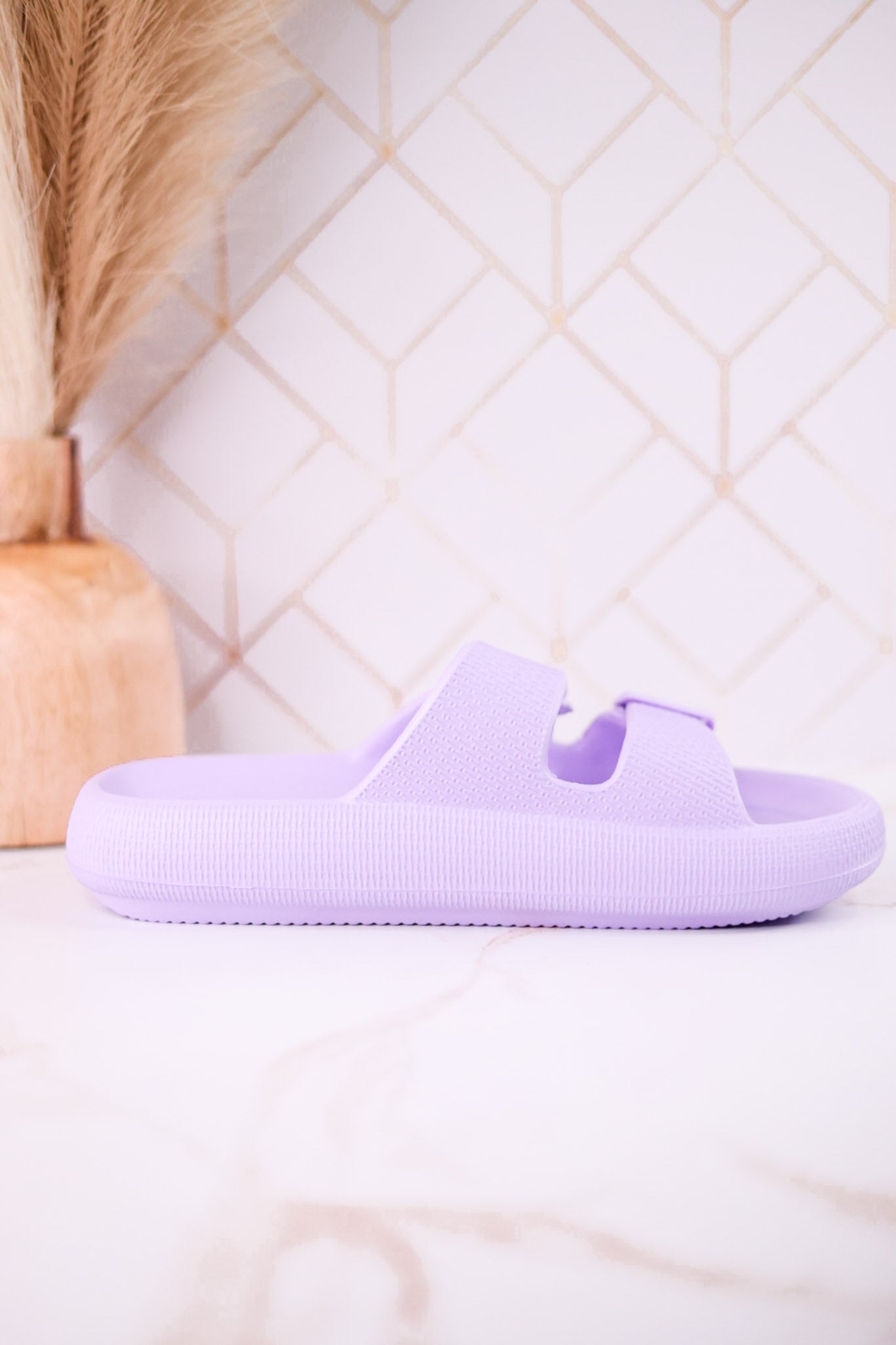 Lilac Cushioned Waterproof Slides - Whiskey Skies - SPRING FOOTWEAR