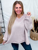 Lilac & Ivory Two Tone V - Neck Knit Sweater - Whiskey Skies - BIBI