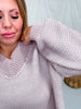 Lilac & Ivory Two Tone V - Neck Knit Sweater - Whiskey Skies - BIBI
