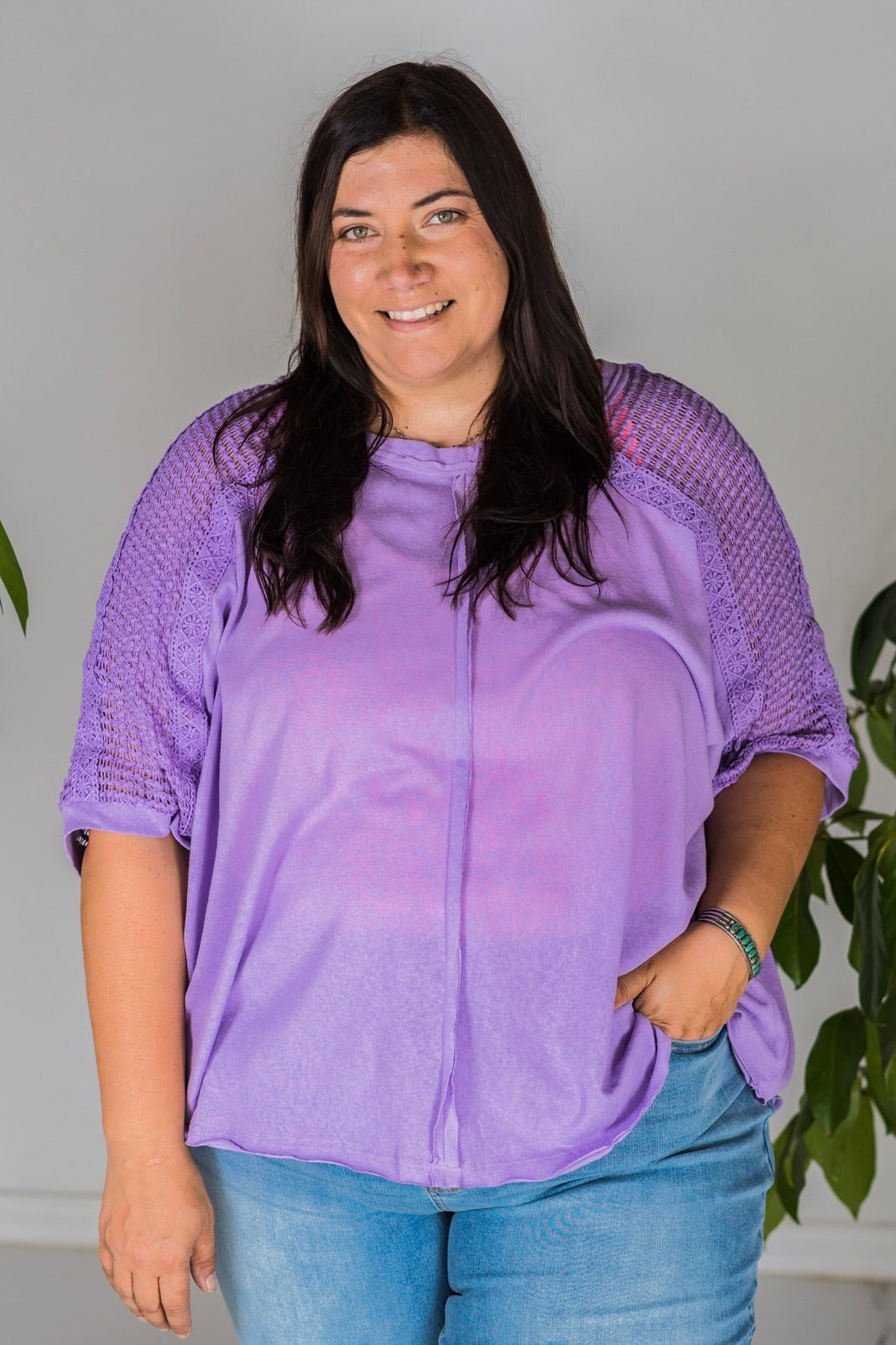 Lilac Relaxed Fit Knit Tunic Top - Whiskey Skies - ANDREE BY UNIT