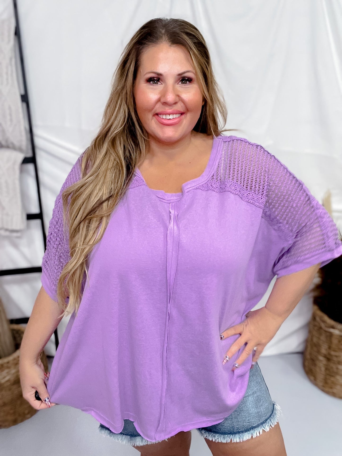 Lilac Relaxed Fit Knit Tunic Top - Whiskey Skies - ANDREE BY UNIT