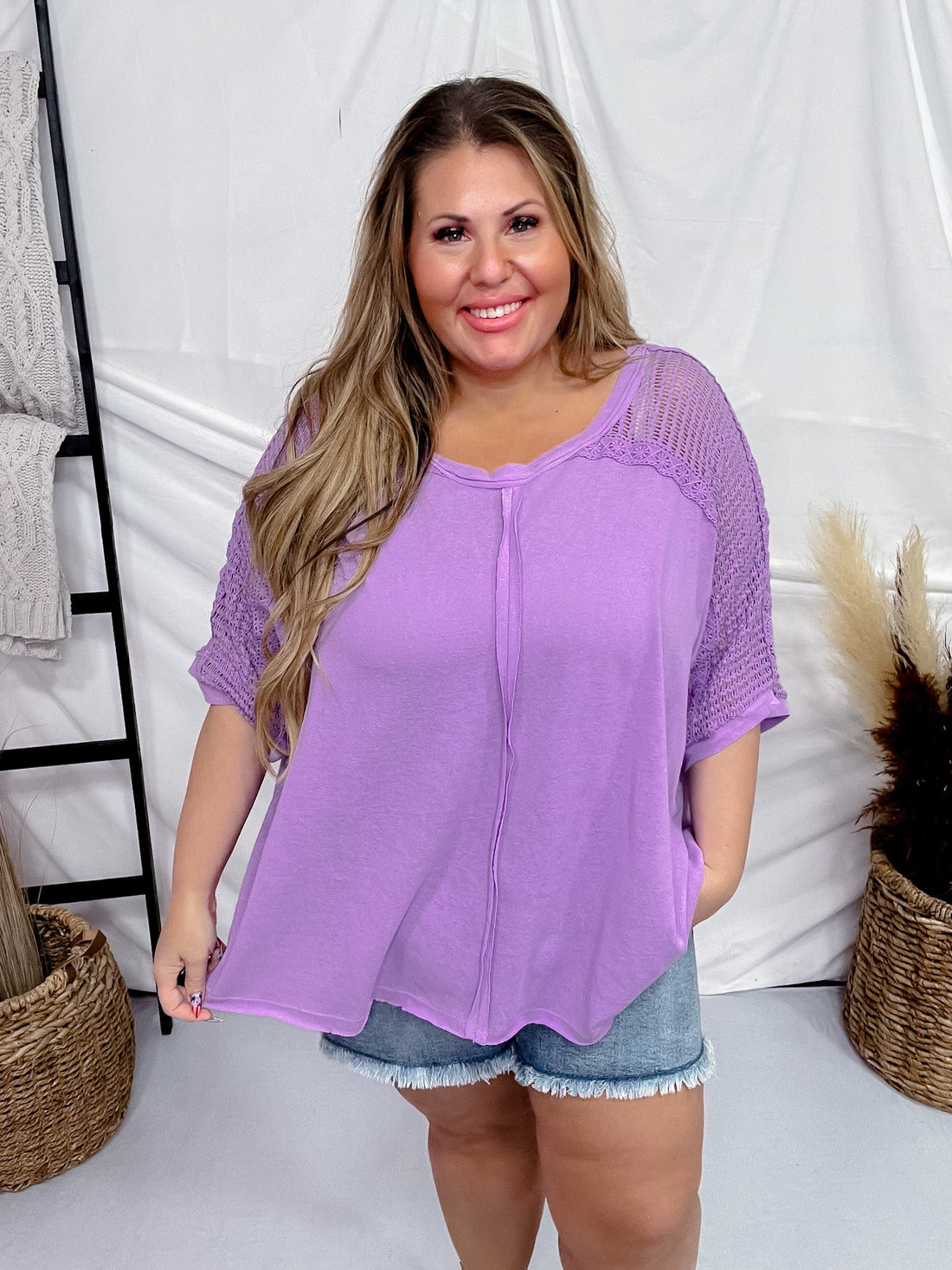 Lilac Relaxed Fit Knit Tunic Top - Whiskey Skies - ANDREE BY UNIT