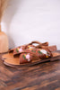 Lilytrail Floral Embroidered Tan Leather Sandals - Whiskey Skies - MYRA BAGS