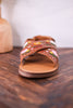 Lilytrail Floral Embroidered Tan Leather Sandals - Whiskey Skies - MYRA BAGS