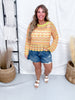 Lime Striped Open Knit Sweater With Scalloped Edges - Whiskey Skies - COZY CO