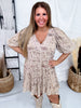 Lined Sparkly Western Landscape Lace Short Sleeve Dress - Whiskey Skies - ORIGAMI APPAREL