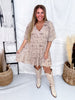 Lined Sparkly Western Landscape Lace Short Sleeve Dress - Whiskey Skies - ORIGAMI APPAREL