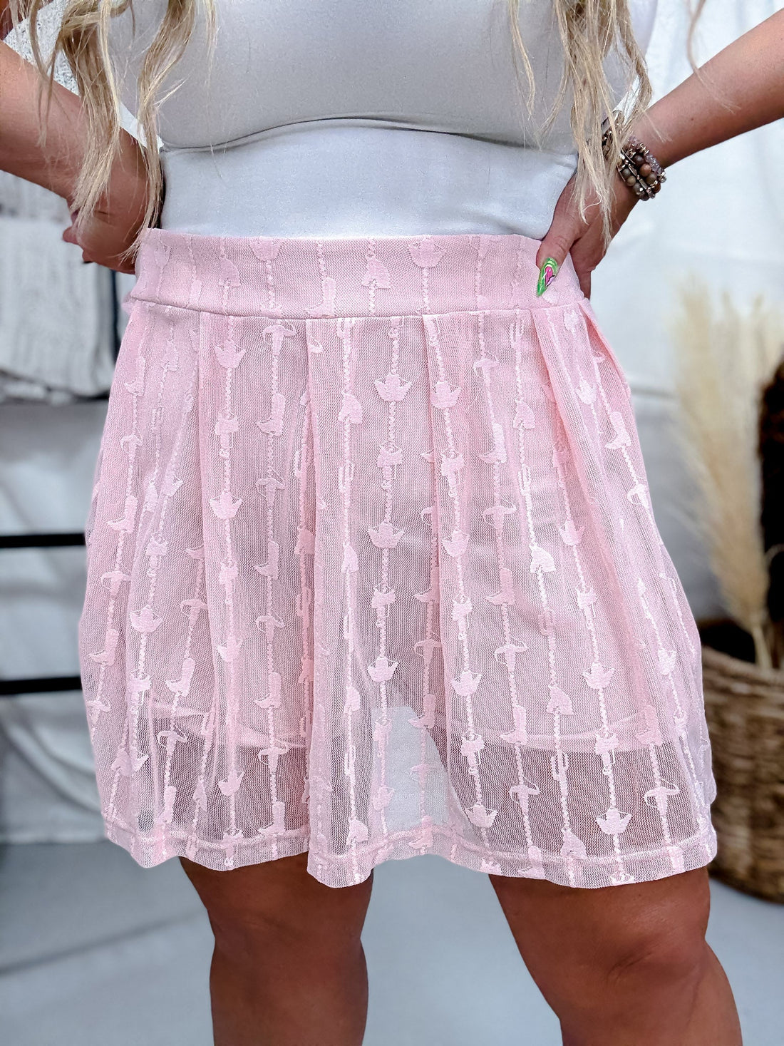 Lingo Lace Skort In Dusty Rose - Whiskey Skies - 2 FLY CO.