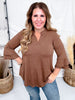 Lizzy Top With Tiered Bell Sleeves (8 Colors) - Whiskey Skies - DEAR SCARLETT