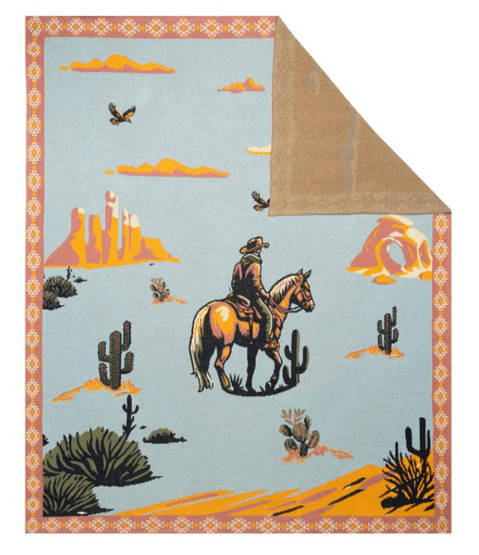 Lone Rider Bronco Throw Blanket - Whiskey Skies - MYRA BAGS