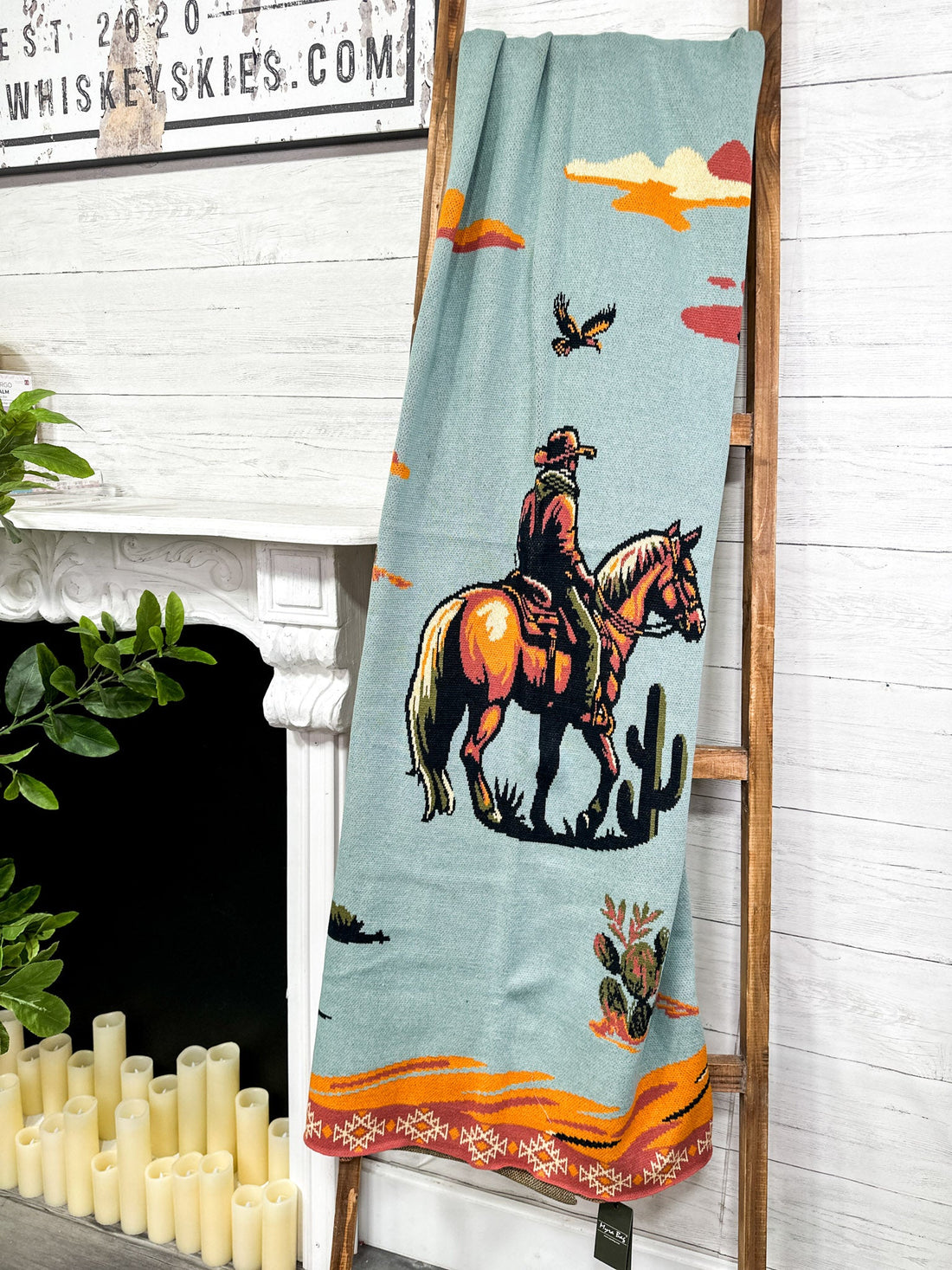 Lone Rider Bronco Throw Blanket - Whiskey Skies - MYRA BAGS