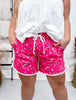 Long Length Pink Bandana Babe Drawstring Shorts - Whiskey Skies - STERLING KREEK