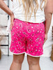 Long Length Pink Bandana Babe Drawstring Shorts - Whiskey Skies - STERLING KREEK