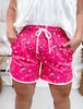 Long Length Pink Bandana Babe Drawstring Shorts - Whiskey Skies - STERLING KREEK