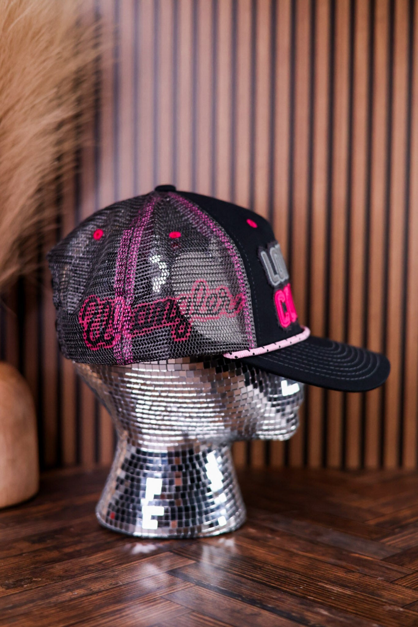 "Long Live Cowgirls" Pink, Grey, & Black Wrangler Trucker Hat - Whiskey Skies - CAPX
